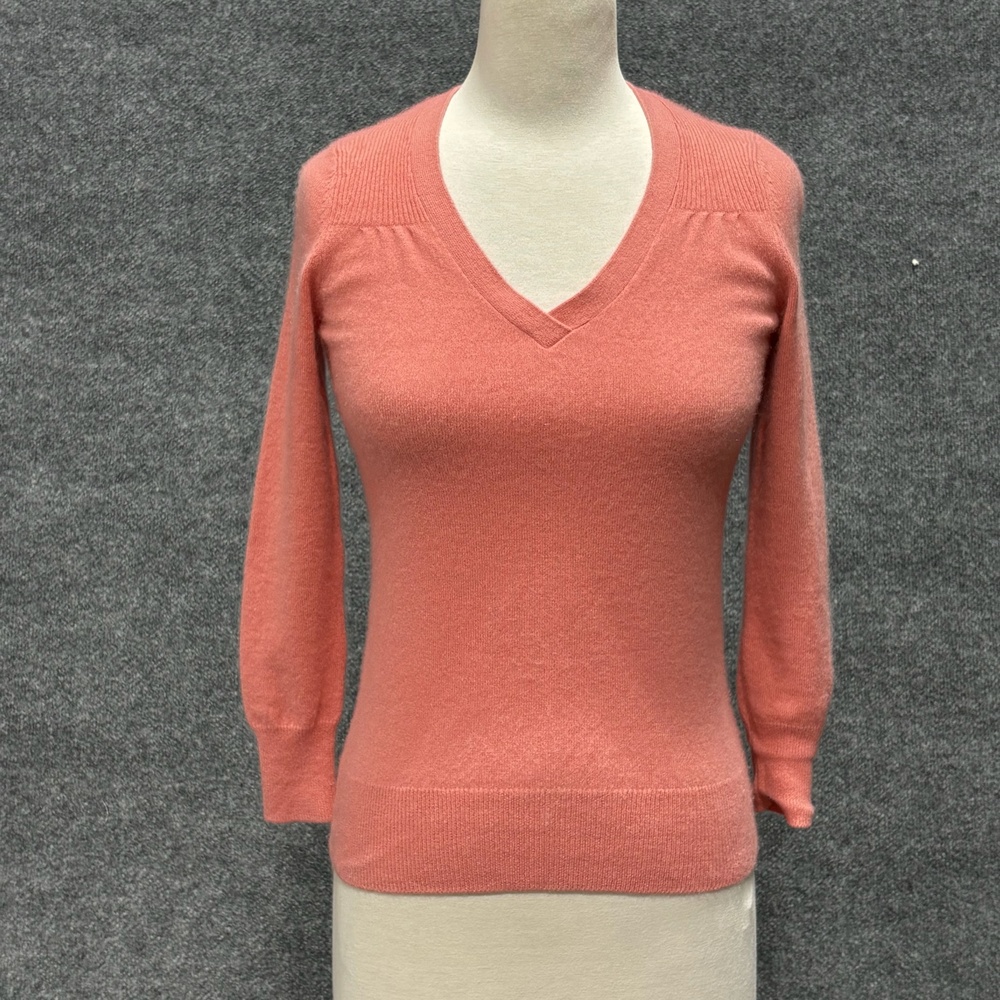 Talbots Sweater Womens Petite P Pink Cashmere V Neck Pullover Knit Lightweight